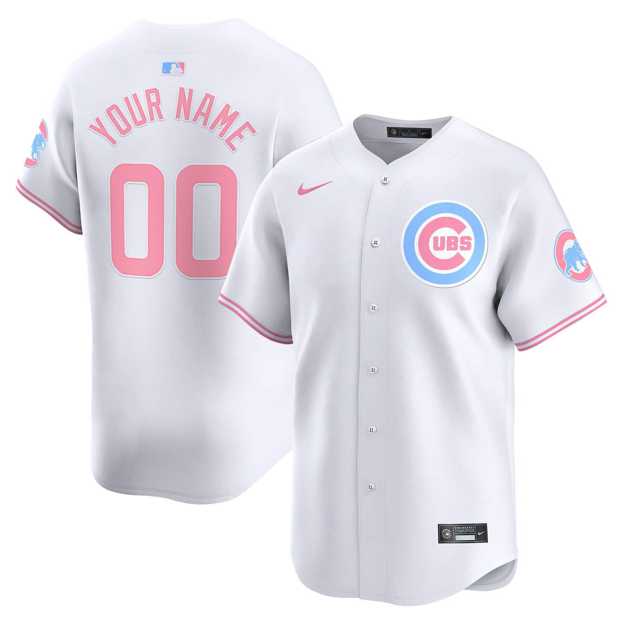 Men Chicago Cubs Bubblegum White 2024 Nike Vapor Premier Limited Custom MLB Jersey->customized mlb jersey->Custom Jersey